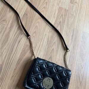 Kate Spade Quilted Black Crossbody Bag with Silver Hardware